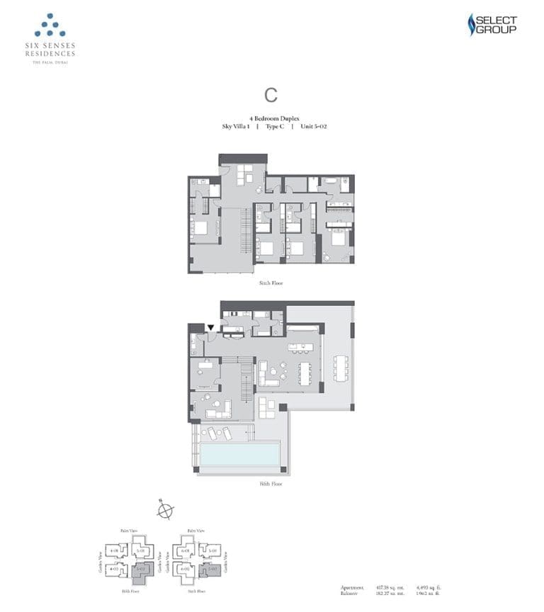 Six Senses Residences 4 Bedroom Duplex Unit 502 Floor Plans