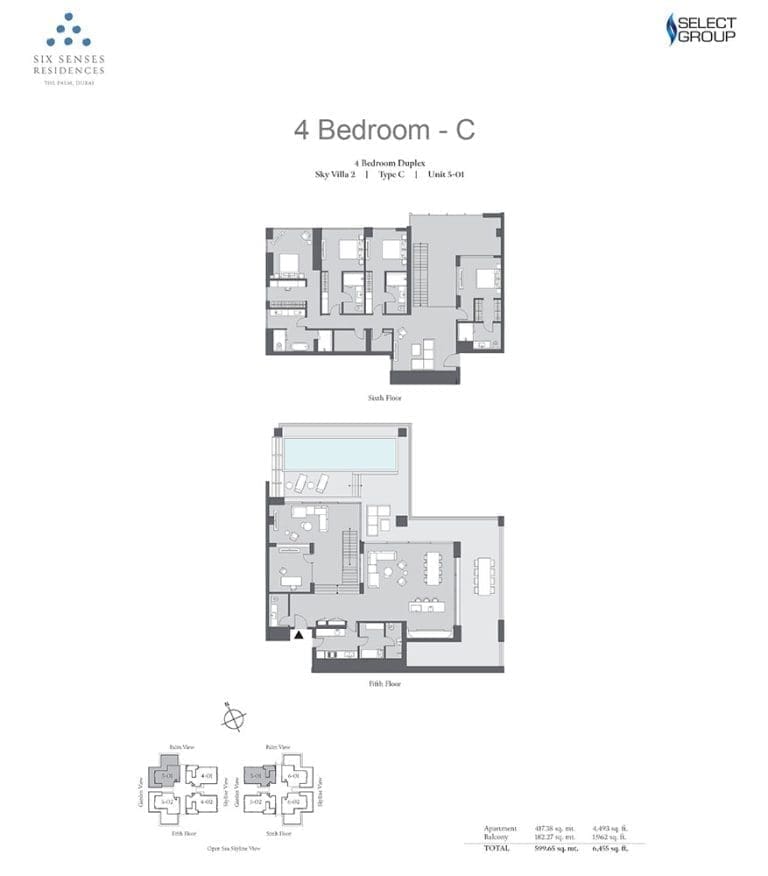 Six Senses Residences 4 Bedroom Duplex Unit 501 Floor Plans