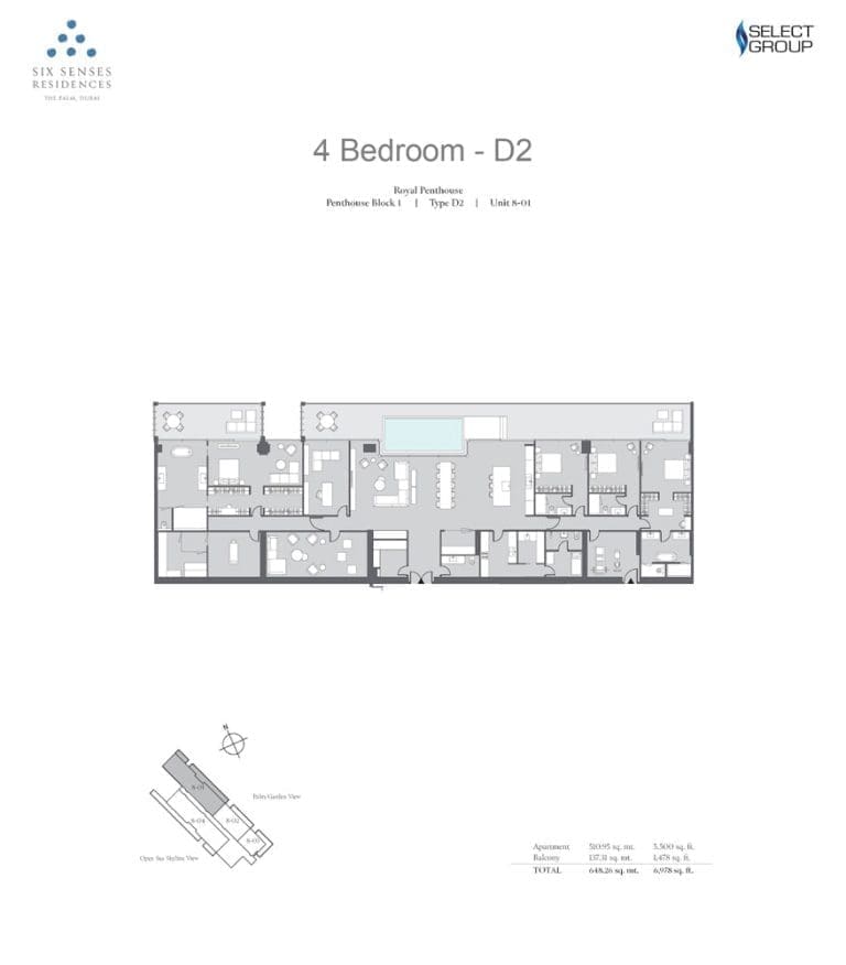 Six Senses Residences 4 Bedroom Penthouse Unit 801 Floor Plans