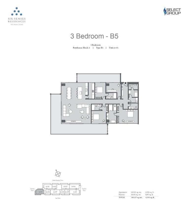 Six Senses Residences 3 Bedroom Penthouse Type B5 Floor Plans
