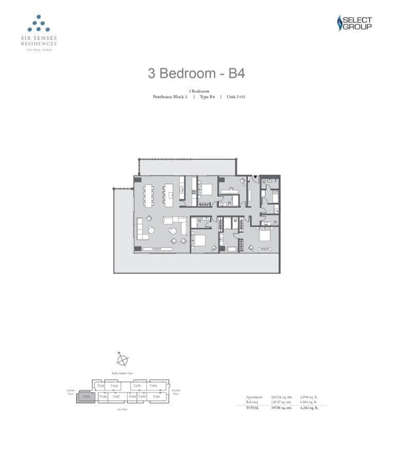 Six Senses Residences 3 Bedroom Penthouse Type B4 Floor Plans