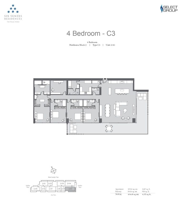 Six Senses Residences 4 Bedroom Penthouse Type C3 Floor Plans