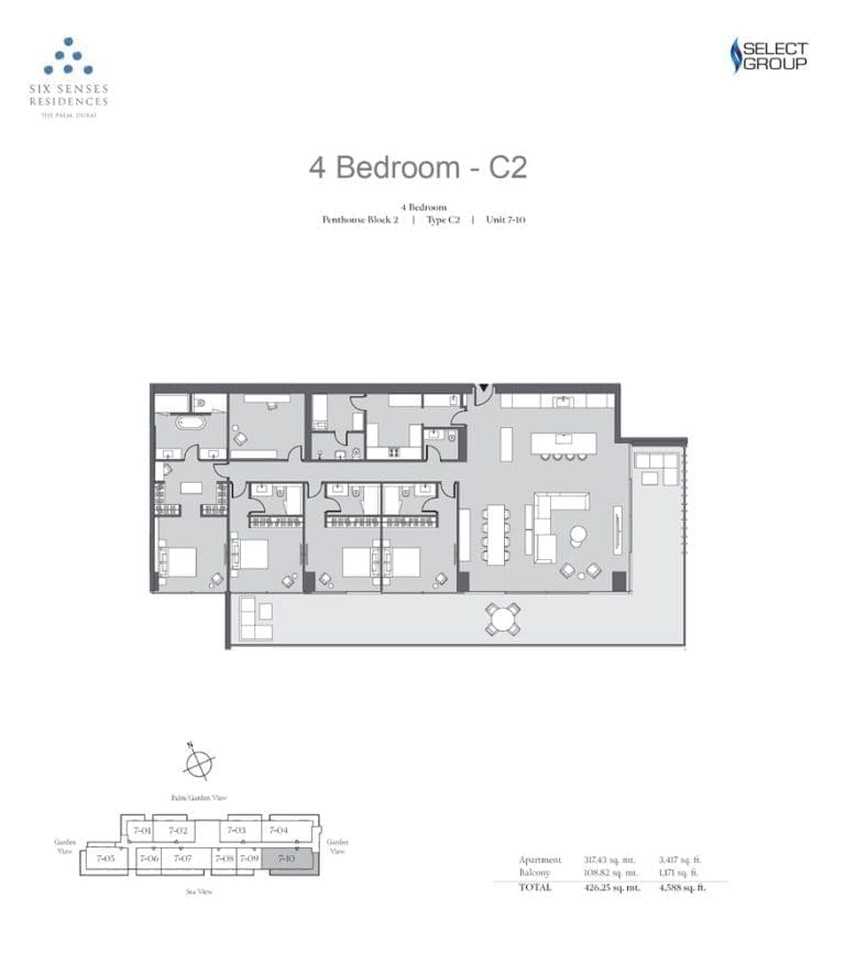 Six Senses Residences 4 Bedroom Penthouse Type C2 Floor Plans