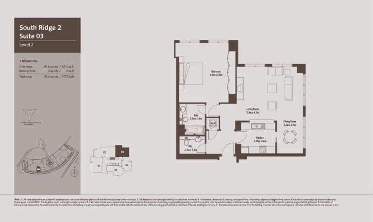 South Ridge 2 – 1 Bedroom Apartment Level 2-1 Floor Plans