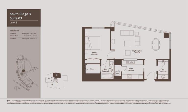 South Ridge 3 – 1 Bedroom Apartment Level 2-1 Floor Plans