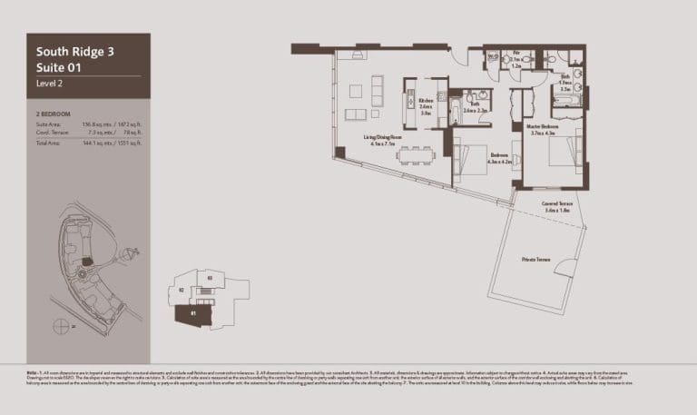 South Ridge 3 – 2 Bedroom Apartment Level 2-1 Floor Plans