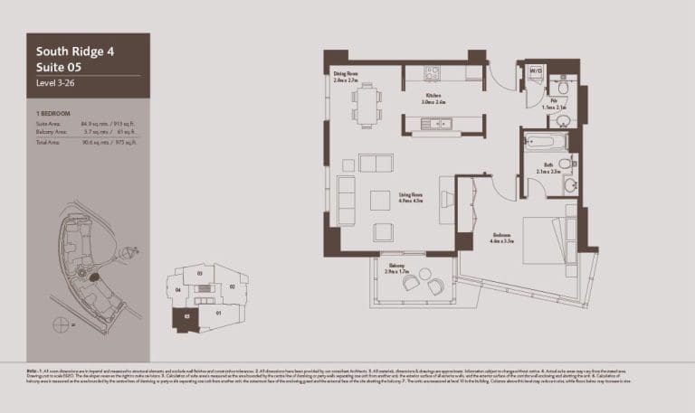 South Ridge 4 – 1 Bedroom Apartment Level 3-26 Floor Plans
