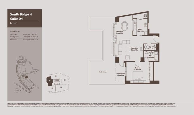 South Ridge 4 – 1 Bedroom Apartment Level 3 Floor Plans