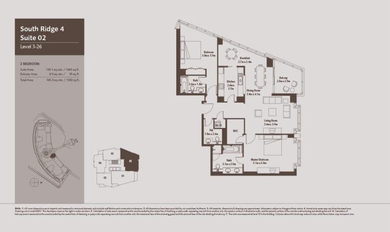South Ridge 4 – 2 Bedroom Apartment Level 3-26 Floor Plans