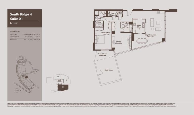 South Ridge 4 – 2 Bedroom Apartment Level 2-1 Floor Plans