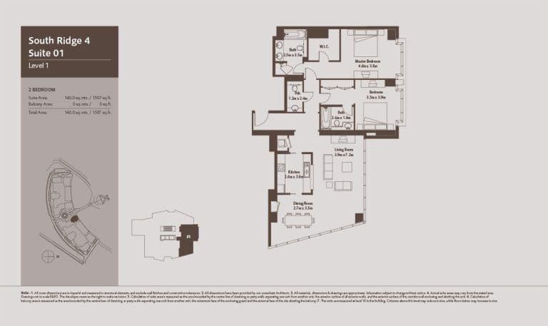South Ridge 4 – 2 Bedroom Apartment Level 1 Floor Plans