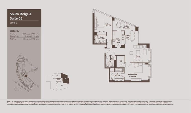South Ridge 4 – 2 Bedroom Apartment Level 2 Floor Plans