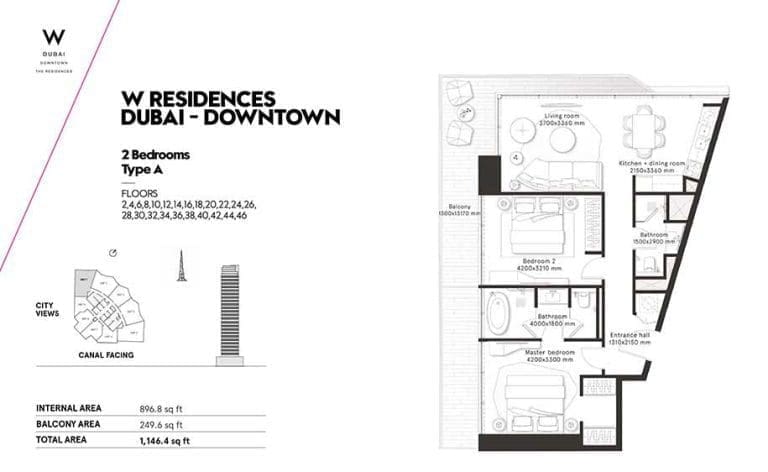 W Residences 2 Bedroom Apartment Type A Floor Plans