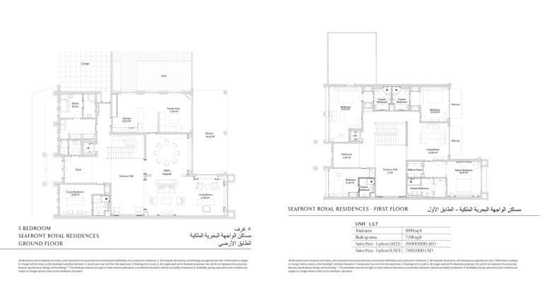 Zabeel Saray Royal Residences 5 Bedroom Seafront Royal Residences Floor Plans