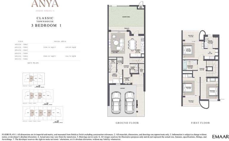 ANYA Classic 3 Bedroom Townhouse 1 Floor Plans