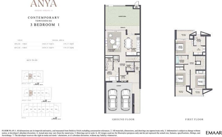 ANYA Contemporary 3 Bedroom Townhouse 1 Floor Plans
