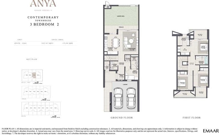 ANYA 3 Bedroom Contemporary Townhouse 2 Floor Plans