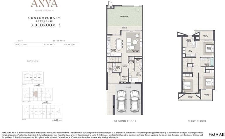 ANYA 3 Bedroom Contemporary Townhouse 3 Floor Plans