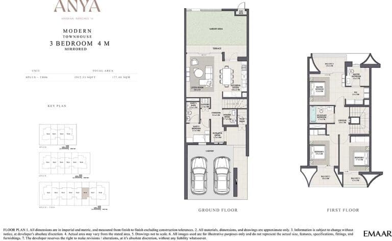 ANYA 3 Bedroom Modern Townhouse 4-M Mirrored Floor Plans