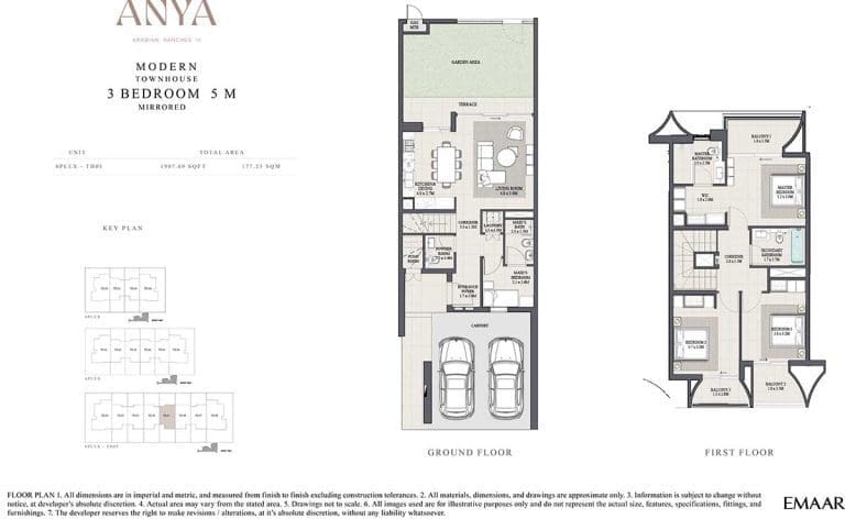 ANYA 3 Bedroom Modern Townhouse 5-M Mirrored Floor Plans