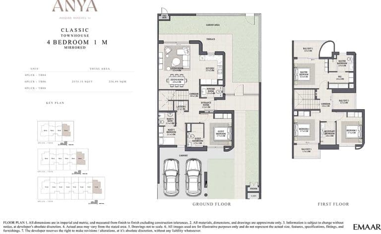 ANYA 4 Bedroom Classic Townhouse 1-M Mirrored Floor Plans