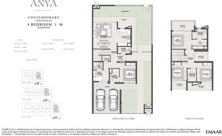 ANYA 4 Bedroom Contemporary Townhouse 1-M Mirrored Floor Plans
