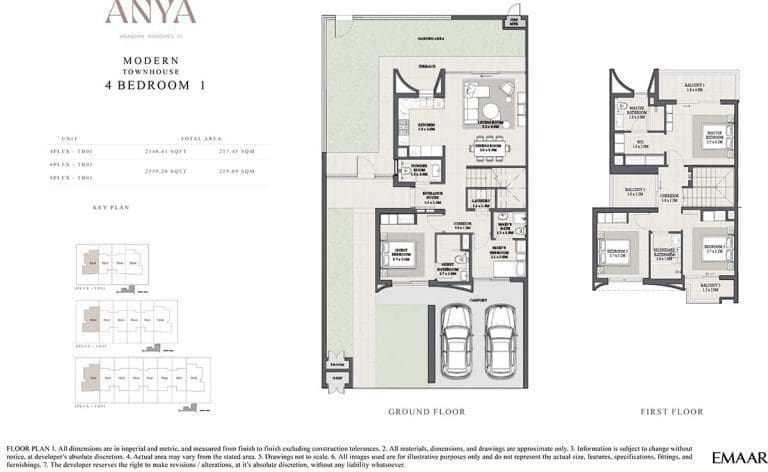 ANYA 4 Bedroom Modern Townhouse 1 Floor Plans