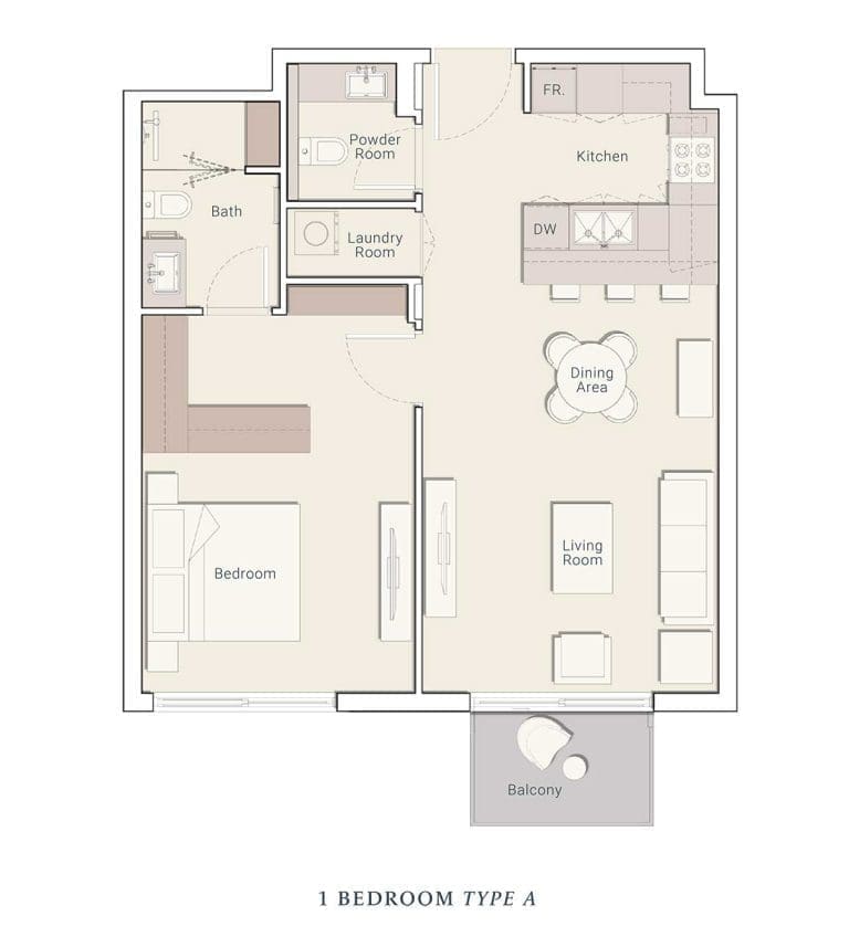 Belmont Residences 1 Bedroom Apartment Type A Floor Plans