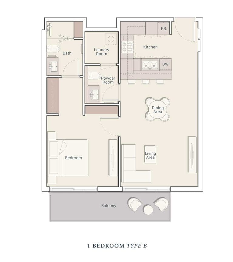 Belmont Residences 1 Bedroom Apartment Type B Floor Plans 2
