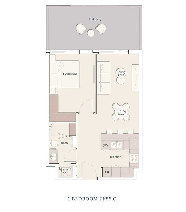 Belmont Residences 1 Bedroom Apartment Type C Floor Plans