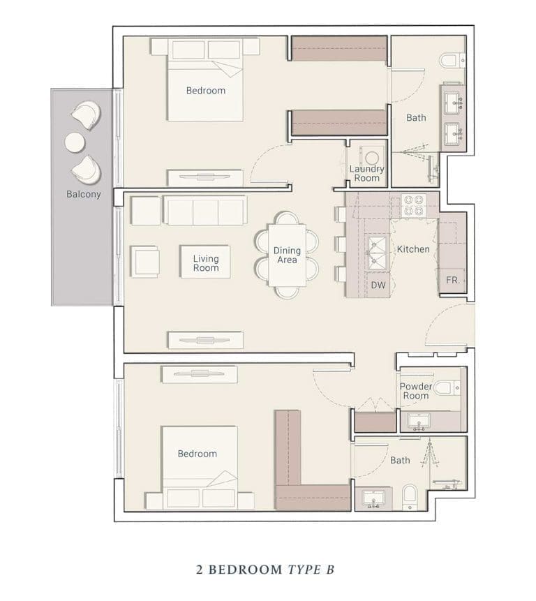 Belmont Residences 2 Bedroom Apartment Type B Floor Plans 1