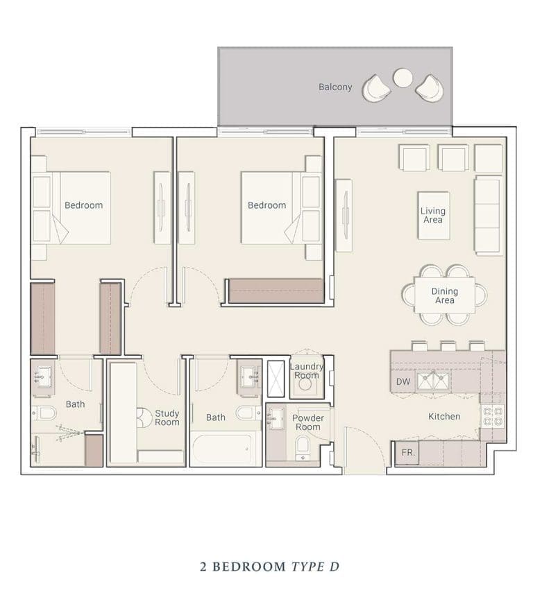 Belmont Residences 2 Bedroom Apartment Type D Floor Plans