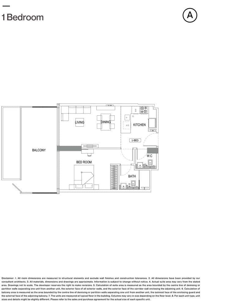 Binghatti Crescent 1 Bedroom Apartment Type A Floor Plans