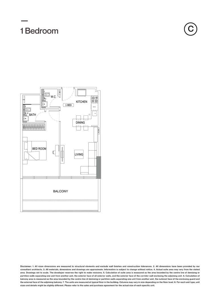 Binghatti Crescent 1 Bedroom Apartment Type C Floor Plans
