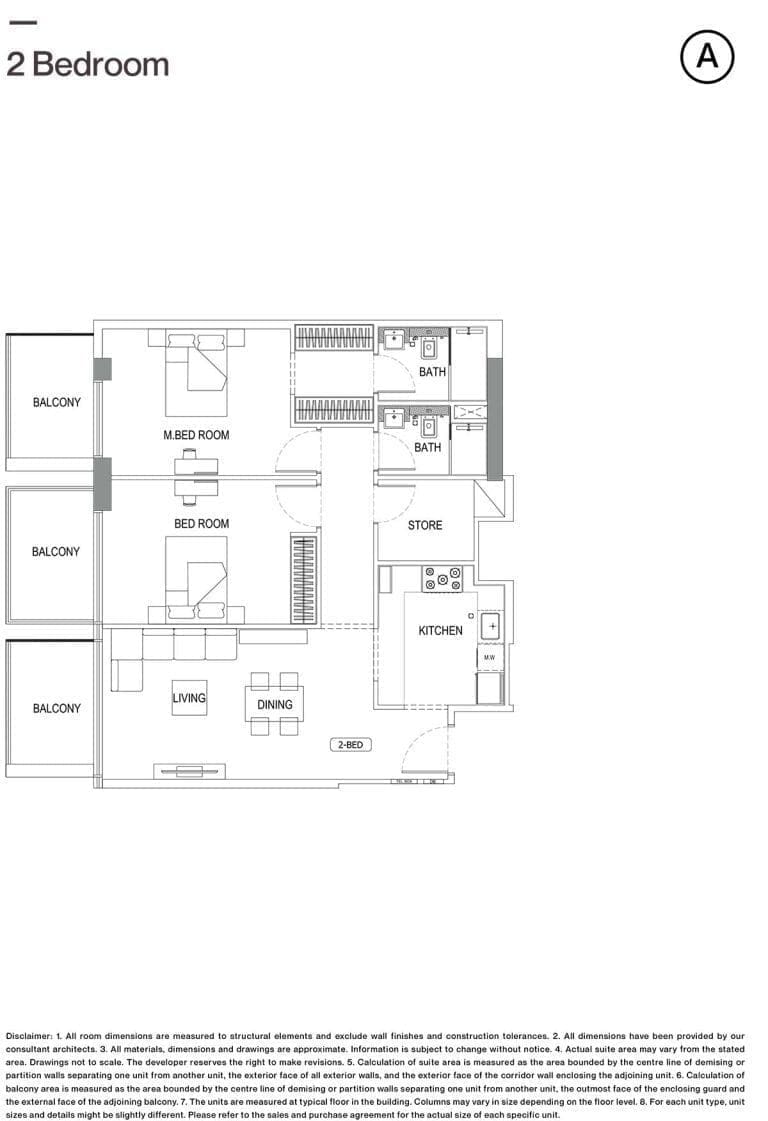 Binghatti Crescent 2 Bedroom Apartment Type A Floor Plans