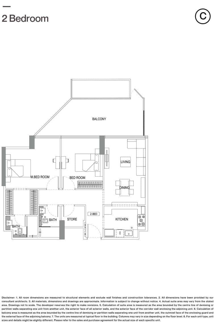 Binghatti Crescent 2 Bedroom Apartment Type C Floor Plans