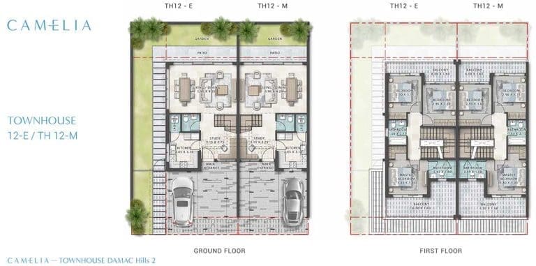 Camelia Villas 3 Bedroom Type 12-E – TH 12-M Floor Plans 1