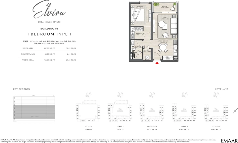 ELVIRA Building 01 1 Bedroom Type 1 Apartment Floor Plans 1