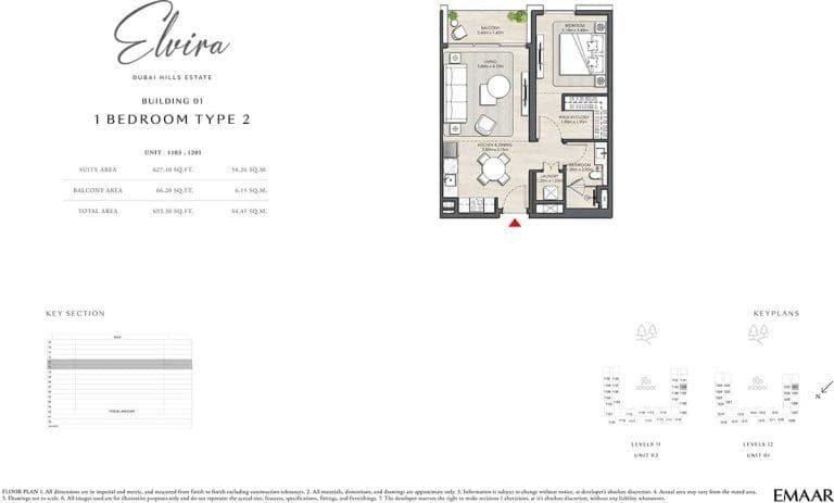 ELVIRA Building 01 1 Bedroom Type 2 Apartment Floor Plans 2