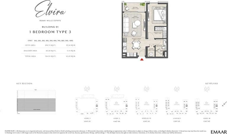 ELVIRA Building 01 1 Bedroom Type 3 Apartment Floor Plans 1