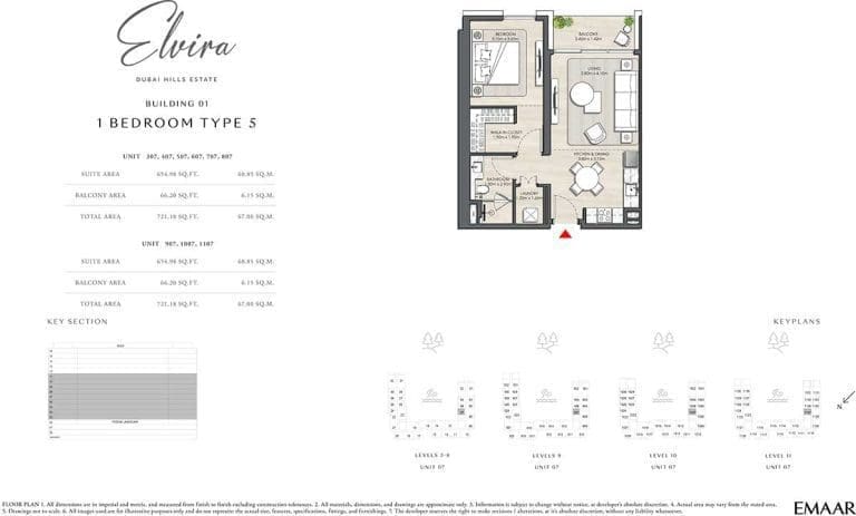 ELVIRA Building 01 1 Bedroom Type 5 Apartment Floor Plans 1
