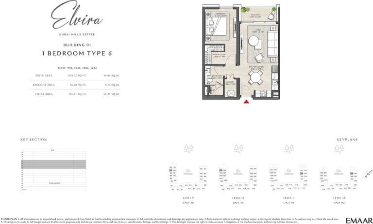 ELVIRA Building 01 1 Bedroom Type 6 Apartment Floor Plans