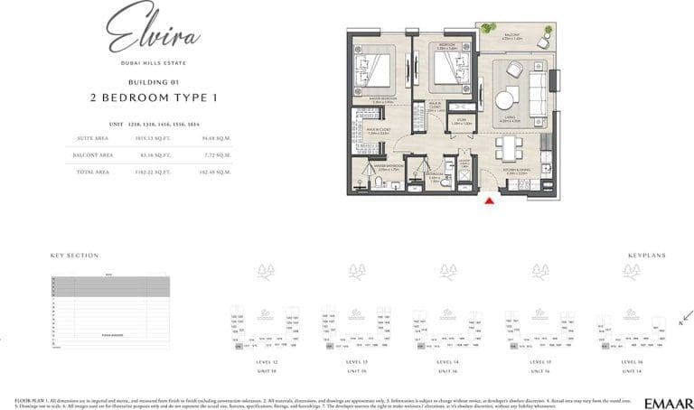 ELVIRA Building 01 2 Bedroom Type 1 Apartment Floor Plans 3