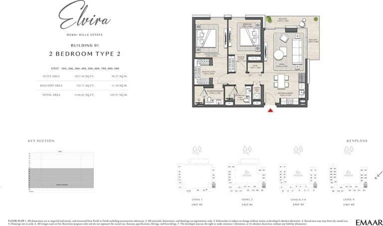 ELVIRA Building 01 – 2 Bedroom Type 2 Apartment Floor Plans 1