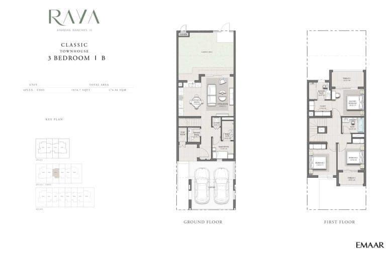 Raya 3 Bedroom Classic Townhouse B Floor Plans