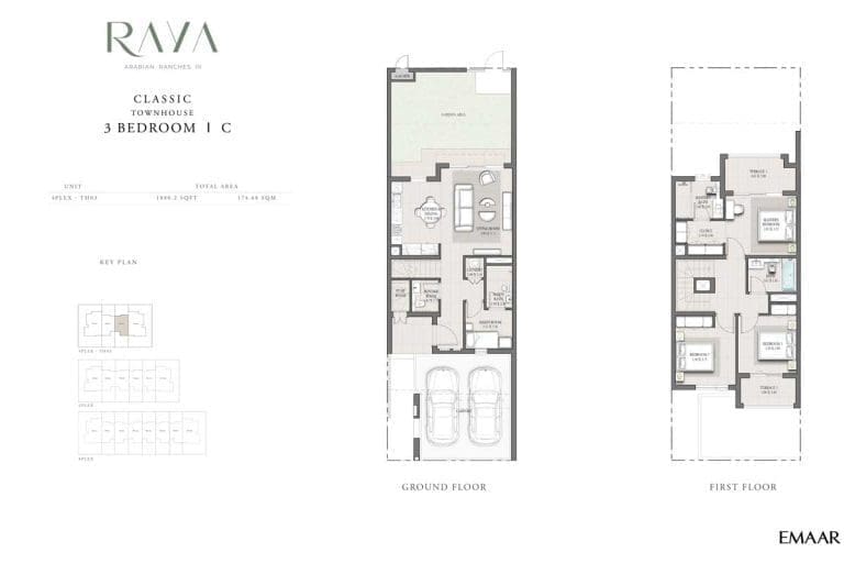 Raya 3 Bedroom Classic Townhouse C Floor Plans