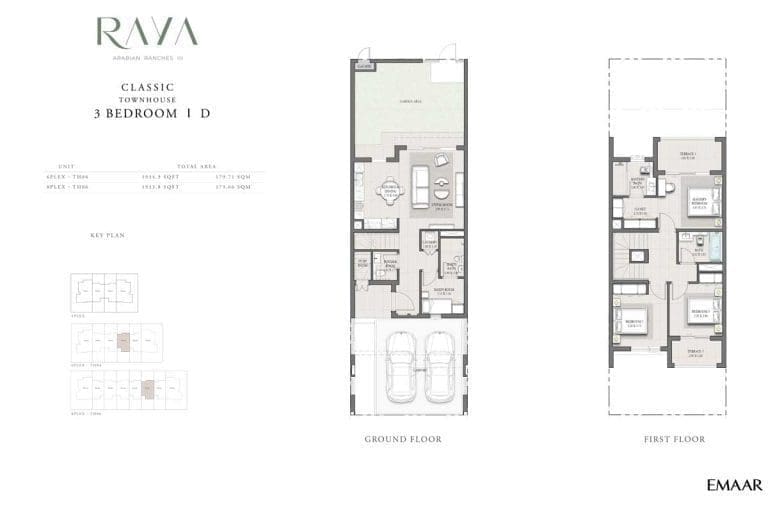 Raya 3 Bedroom Classic Townhouse D Floor Plans