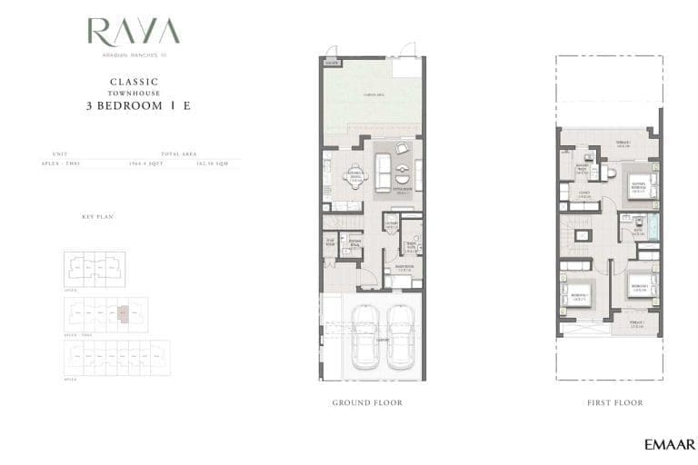 Raya 3 Bedroom Classic Townhouse E Floor Plans