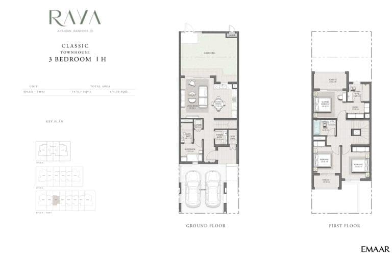 Raya 3 Bedroom Classic Townhouse H Floor Plans