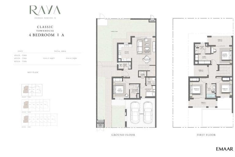 Raya 4 Bedroom Classic Townhouse A Floor Plans